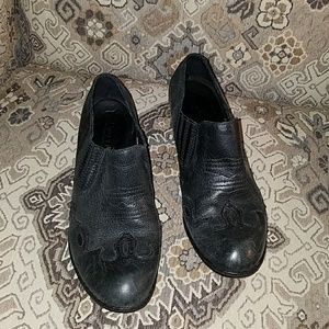 Born black leather western slip-on ankle bootie